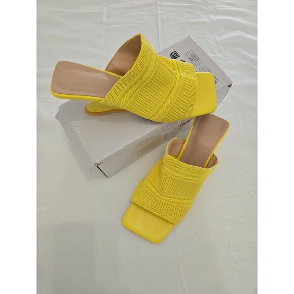 NIB Heeled Slip-on Sandals Women 39 Yellow - Picture 1 of 4